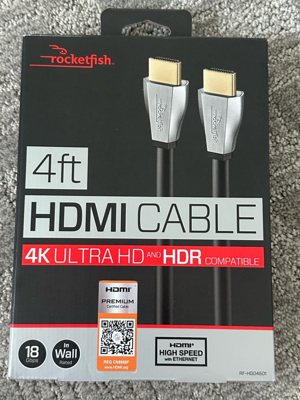 Rocketfish 4ft HDMI Cable 4K HDR Premium NEW IN BOX